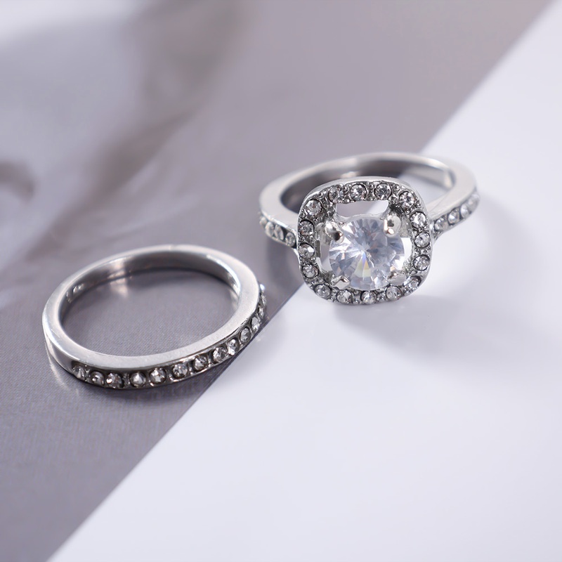 Set Nhẫn Đính Đá Zircon Thời Trang Làm Quà Tặng Cho Nữ