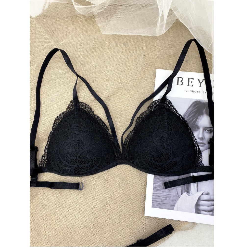 Đồ lót nữ đen dây áo ôm ngực Nội y nữ sexy nóng bỏng gợi cảm thiết kế cao cấp vải ren gồm cả quần lót và áo lót | BigBuy360 - bigbuy360.vn
