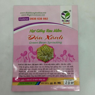 HẠT GIỐNG RAU MẦM ĐẬU XANH 20G UY TÍN, GIÁ RẺ, CHẤT LƯỢNG BÀ CON AN TÂM ƯƠM MẦM