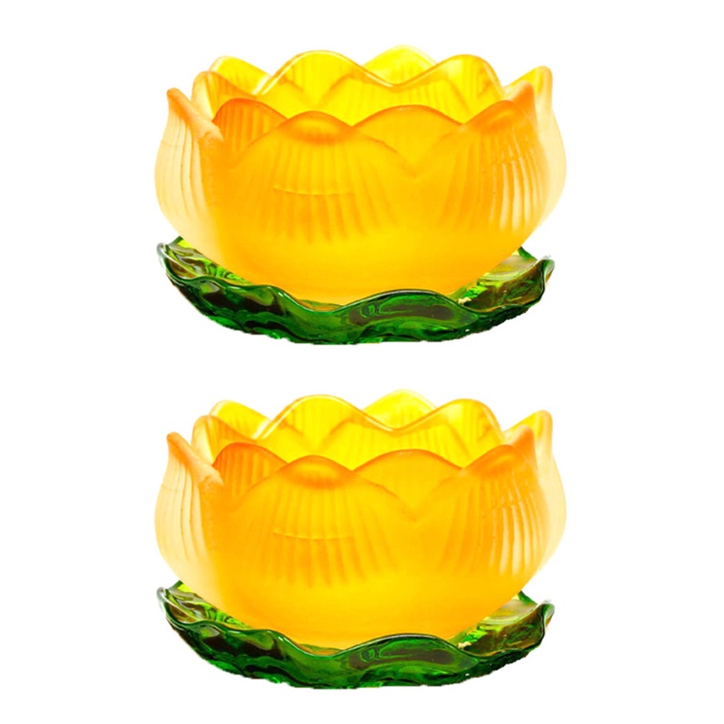 2 Giá Đỡ Nến Hình Lá Sen Nhiều Màu Trang Trí Bàn Khách Sạn