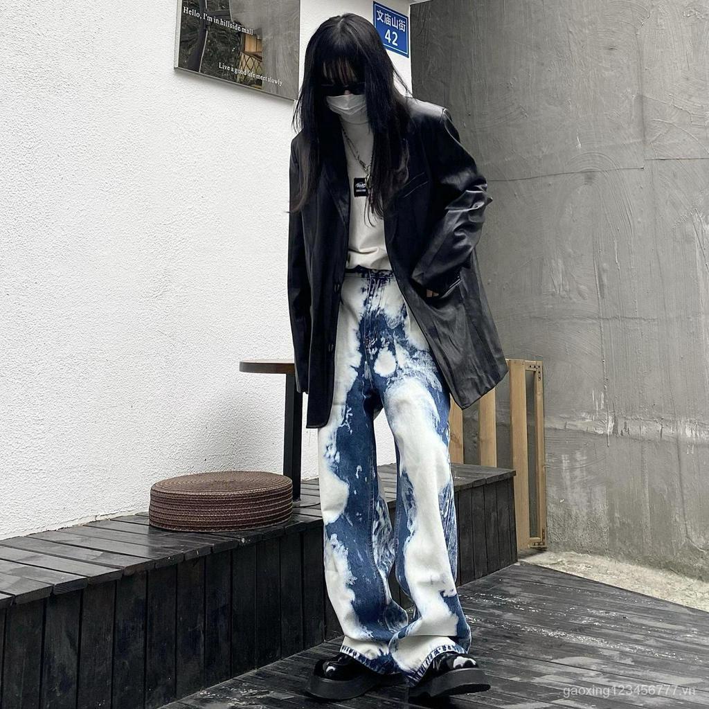 Quần Jean Ống Rộng Phong Cách Hip Hop Nhật Bản Cho Nữ X5Rx