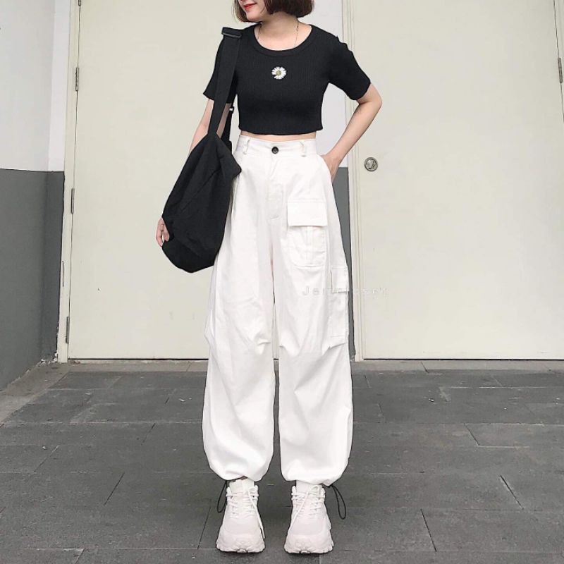 Quần ống rộng kaki nữ ,dáng Jogger màu Trắng SIÊU ĐẸP | BigBuy360 - bigbuy360.vn