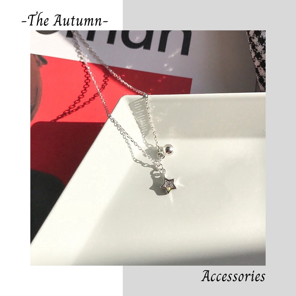 Dây chuyền mạ bạc mặt hình ngôi sao/ viên bi đơn giản thời trang cho nữ - The Autumn Accessories