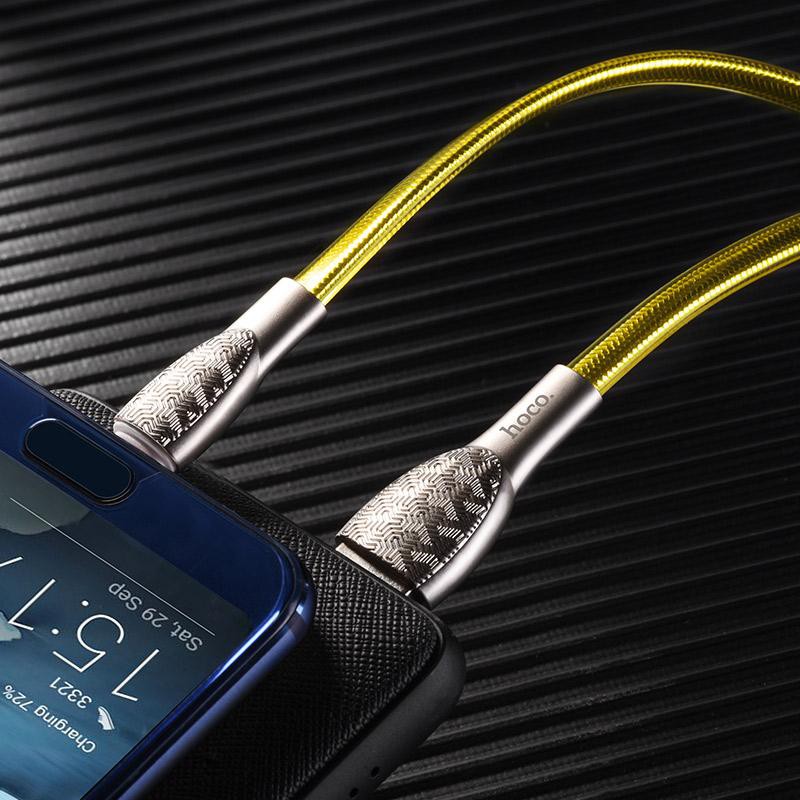 Cáp sạc nhanh và truyền dữ liệu Hoco U52 Bright cổng Type-C 2.4A dài 1.2M (3 màu)