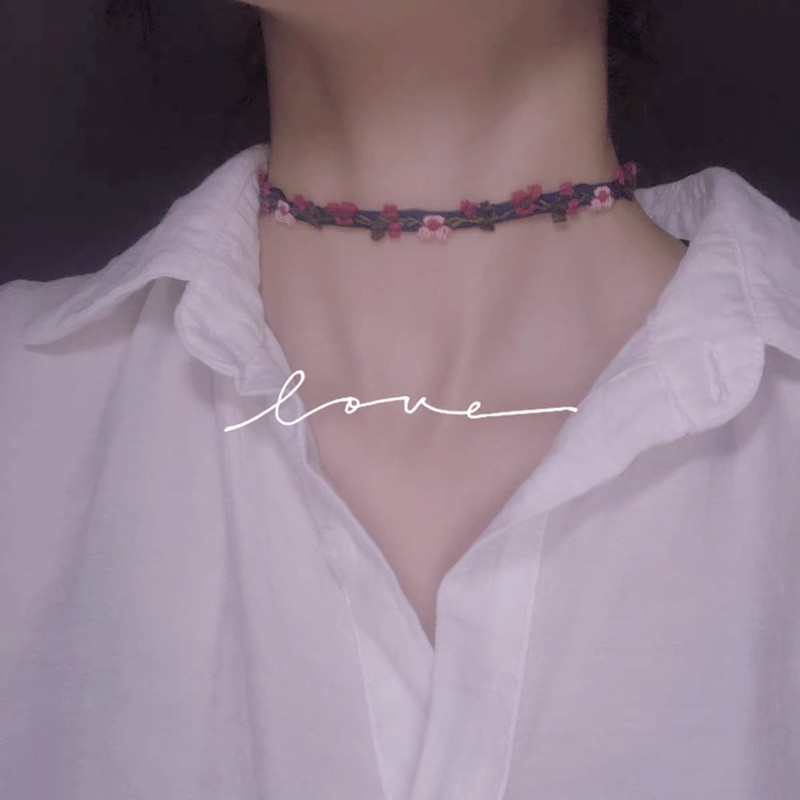 Vòng Cổ choker Đan Tay Mặt Hình Hoa Xinh Xắn Thời Trang Cho Nữ
