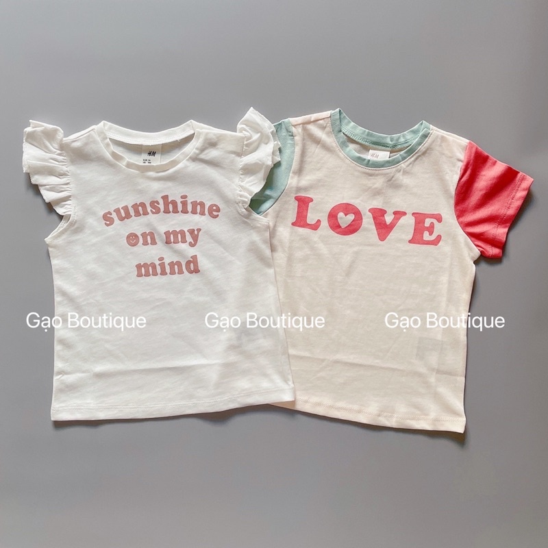 [Auth] Áo phông hè cotton cho bé gái HM săn sale 7-16kg