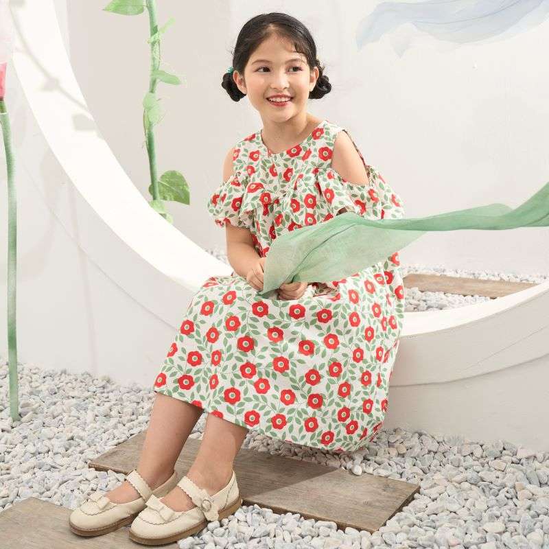 Váy Econice EcoV30 cho bé gái mùa hè, Đầm trẻ em size 3-12 tuổi