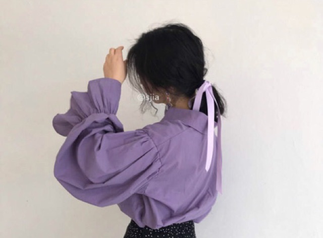 [OD][SALE] Áo Sơ Mi Tay Loe Ulzzang Hàn Quốc Màu Tím Trendy