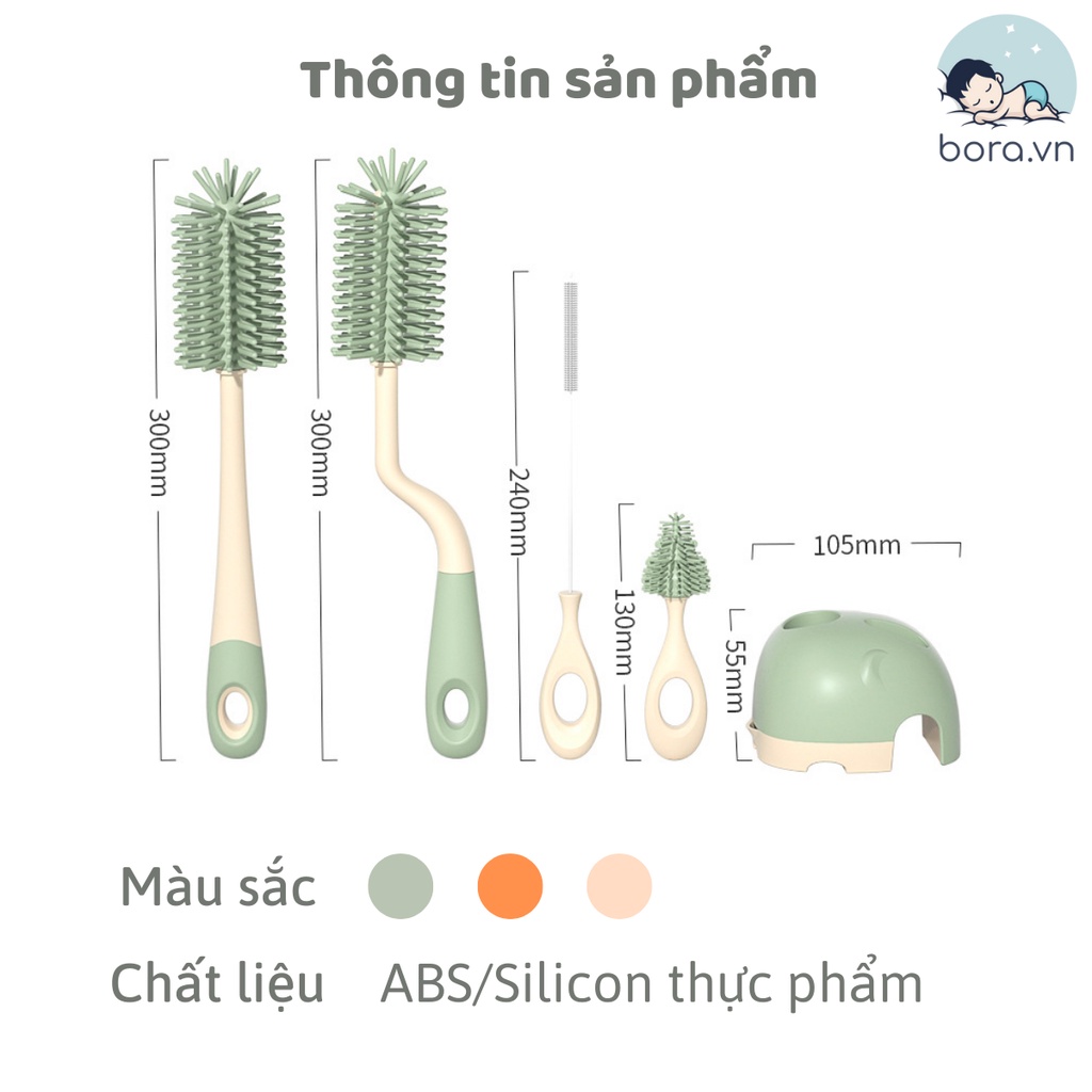 Cọ rửa bình sữa silicon cao cấp có đế phơi tay cầm xoay 360 độ - ảnh sản phẩm 2