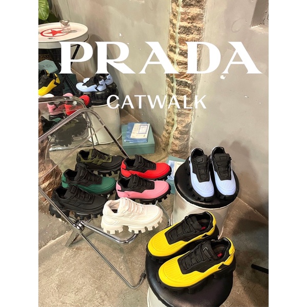 Giày thể thao cho nam và nữ đế cao cá tính thương hiệu Prada cao cấp có nhiều màu