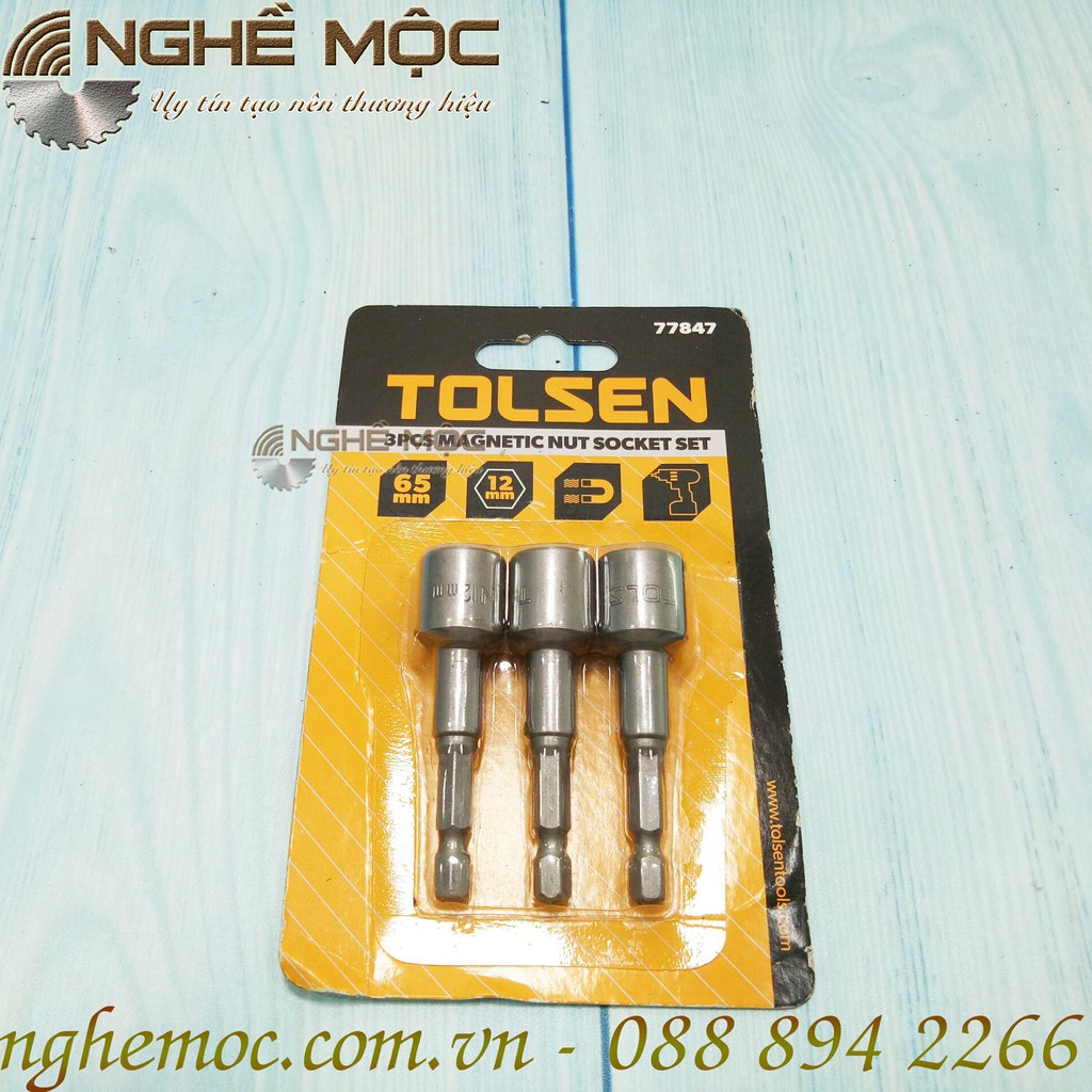Bộ 3 đầu vít bắn tôn có từ Tolsen 12mm 77847 - nghề mộc