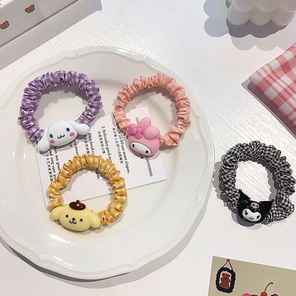 Dây buộc tóc chất liệu cao su co giãn họa tiết hoạt hình cún/ thỏ dễ thương dành cho nữ
