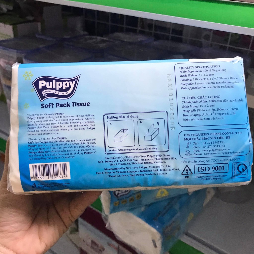 khăn giấy rút pulppy con gấu 2 lớp 180 miếng