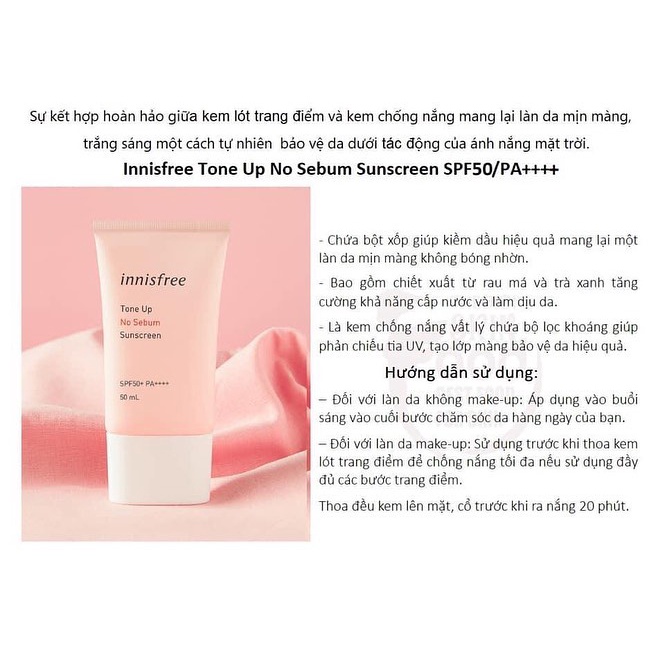 Kem chống nắng lâu trôi làm sáng da innisfree Intensive Triple Care Sunscreen SPF50+