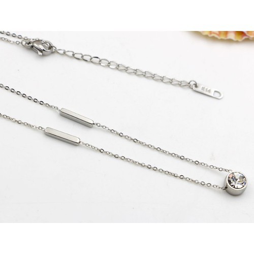 Dây Chuyền Titan Ko Đen Mặt Đá Nhân Tạo Nhỏ Xinh TT 2803