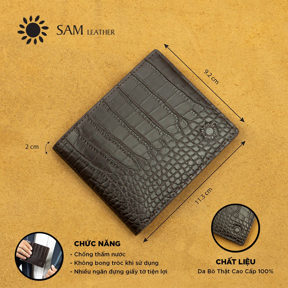 [ SAM Leather ] Ví Nam Da Bò Cao Cấp - Ví Ngang Nam Da Bò Thật Bảo Hành 12 Tháng Chính Hãng