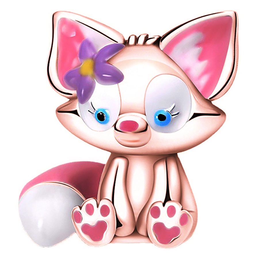 DINGLLY Rose Gold Cartoon Animal Charm Hạt trái tim Hạt ngôi sao & mặt trăng Daisy Flower cườm vừa vặn Phụ kiện trang sức Tự làm