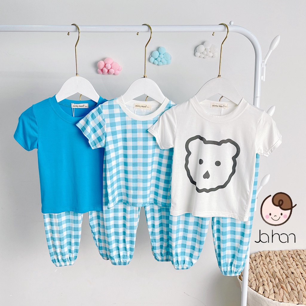 [Bé 7-19kg] Bộ tay ngắn quần dài Alibaba caro thun lạnh có túi cho bé trai bé gái từ 7-19kg HÀNG LOẠI 1
