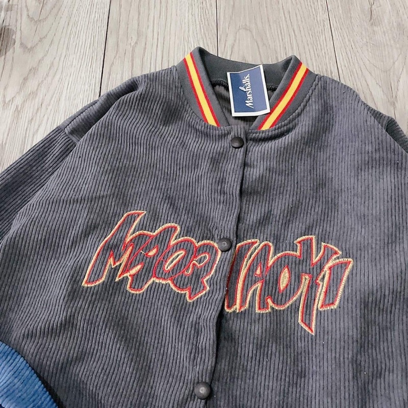 Áo bomber, varsity jacket len tăm đen, xám freesize unisex