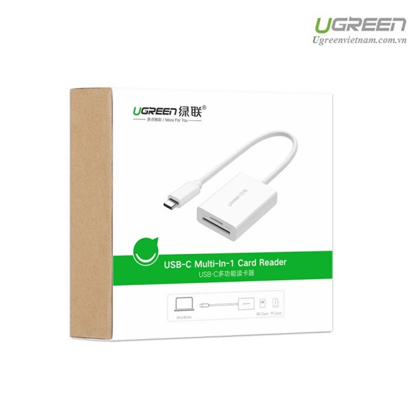 Đầu đọc thẻ USB Type-C cho thẻ nhớ TF/SD 4.0 chính hãng Ugreen 40864 cao cấp