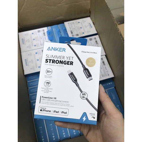 Cáp ANKER Powerline + III  Usb-C to Lighting Thế hệ 3 - Mã  A8842 Dài 90cm  A8843 Dài 180cm dành cho các mã iphone /ipad