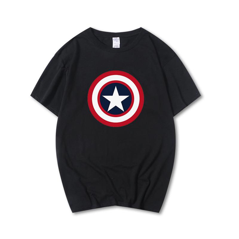 Áo thun cổ tròn ngắn tay chất liệu cotton in họa tiết khiên của Captain America
