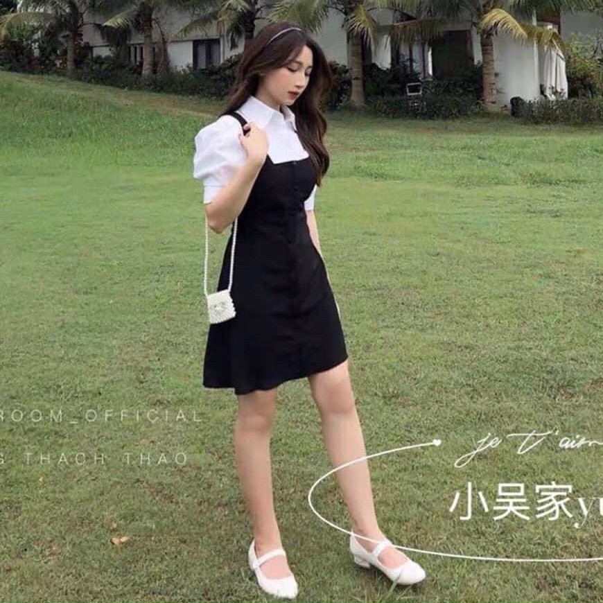 Sét yếm phối áo sơ mi siêu xinh AM