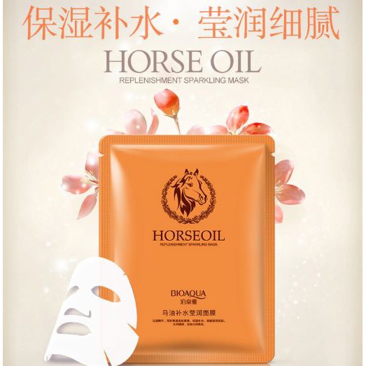 Mặt Nạ Giấy Dưỡng Ẩm Nhau Thai Ngựa Horse Oil Mask Bioaqua - Da Trắng Mịn Hồng Hào