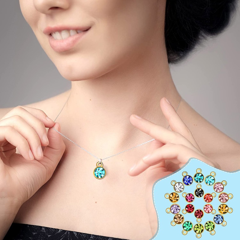 Sa Mặt Vòng cổ Tròn Nhỏ Bằng Thép Không Gỉ Màu Vàng Kim DIY