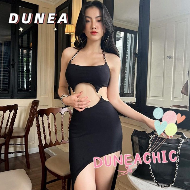 DUNEA Đầm hở lưng xẻ tà thời trang quyến rũ dành cho nữ