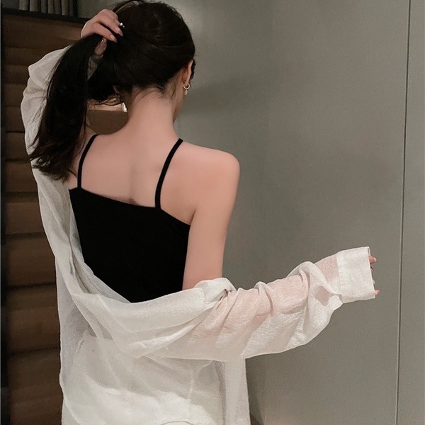 【ZHELIHANGFEI】 / Áo Không Tay Ngắn Vạt Chéo Không Đều