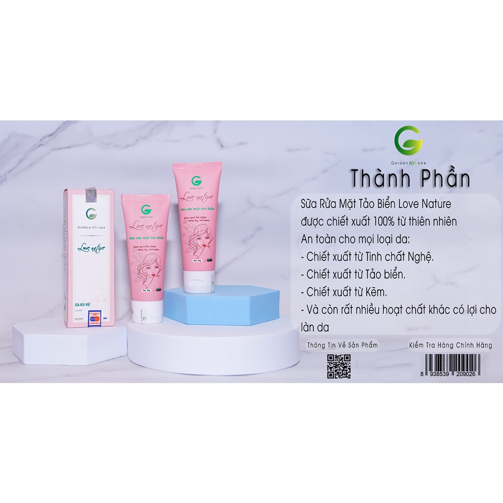 Sữa rửa mặt tảo biển Love Nature từ Golden Life One giúp thu nhỏ lỗ chân lông, làm sạch da giúp da trắng sáng , hộp 1 tú | BigBuy360 - bigbuy360.vn