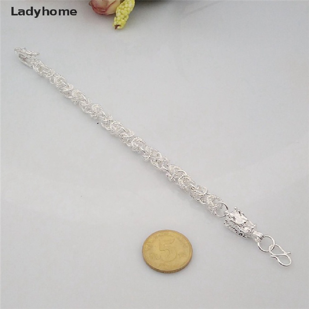 Vòng Tay Xi Bạc Mặt Hình Rồng Hợp Thời Trang Cho Nam Nữ