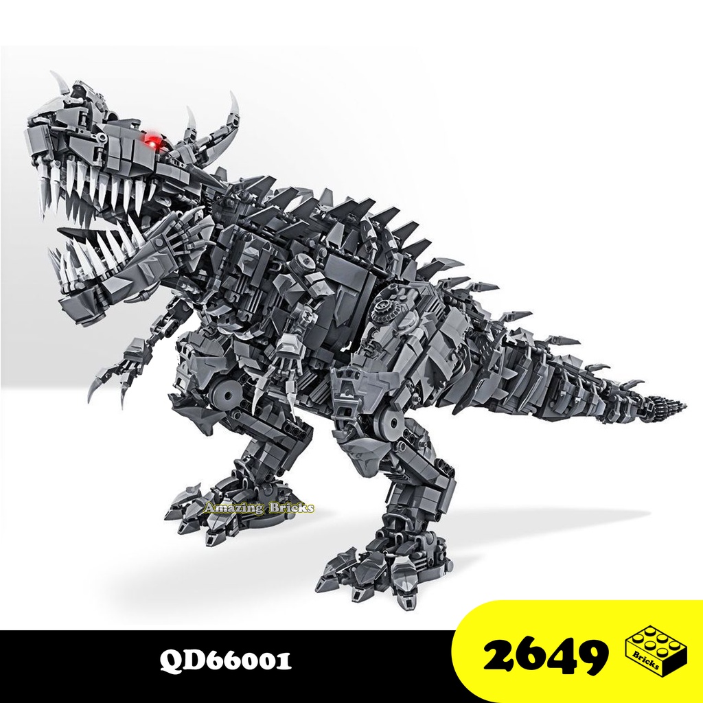 Đồ chơi Lắp ráp Khủng Long Carnotaurus Thép, QD66001 Transfomer, Xếp hình thông minh, Mô hình phim Optimus [2649 Mảnh]