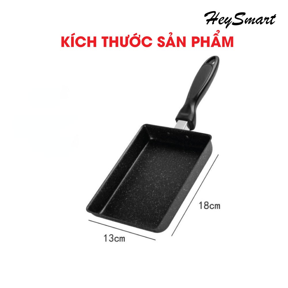 Chảo hình chữ nhật mini chống dính Heysmart chiên trứng cuộn tiện dụng, chảo rán ốp la cao cấp