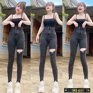 Quần Jean Nữ Lưng Cao, Chất Jean Co Giãn thoải mái vải mềm chuẩn xịn dáng cao Tfashion shop qn617