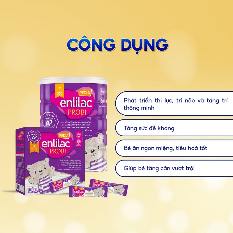 Sữa Bột Cho Bé Thấp Còi, Chậm Lớn ENLILAC Probi Protein A2 Pedia Giúp Ăn Ngon Tiêu Hoá Tốt 900g/Lon