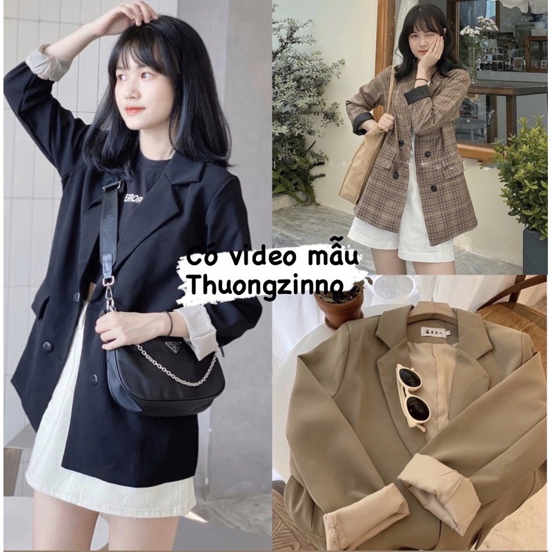 [Ảnh thật/Video Áo Blazer 2 lớp 4 cúc mẫu mới Áo vest nữ khoác ngoài