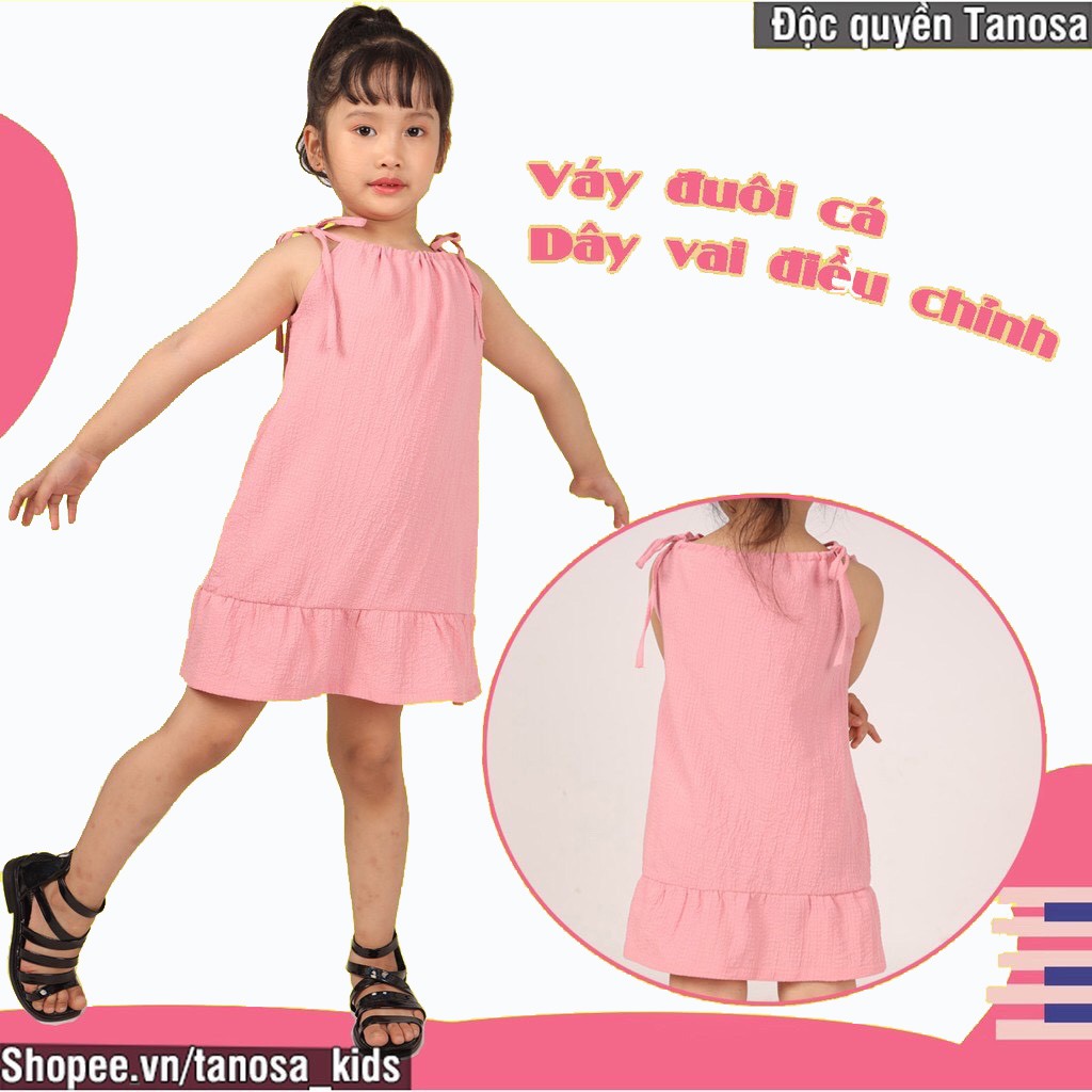 Váy cho bé, Váy đầm 2 dây sành điệu cho bé gái (10-21KG) Tanosa kids