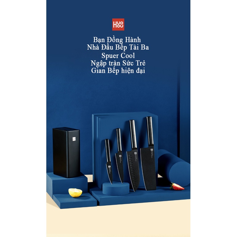 Bộ dao thép cao cấp kèm chân đế HuoHou 5 món
