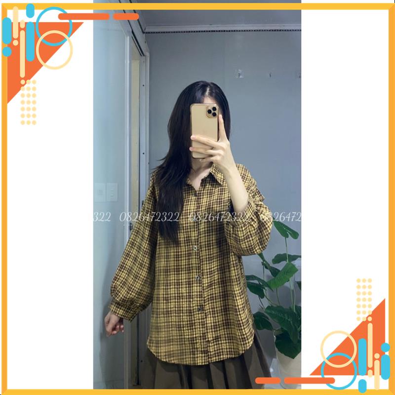 Áo sơ mi kẻ, áo kẻ tay bồng, áo kẻ cổ đức đi học đi làm 4 màu MSP23488 | BigBuy360 - bigbuy360.vn
