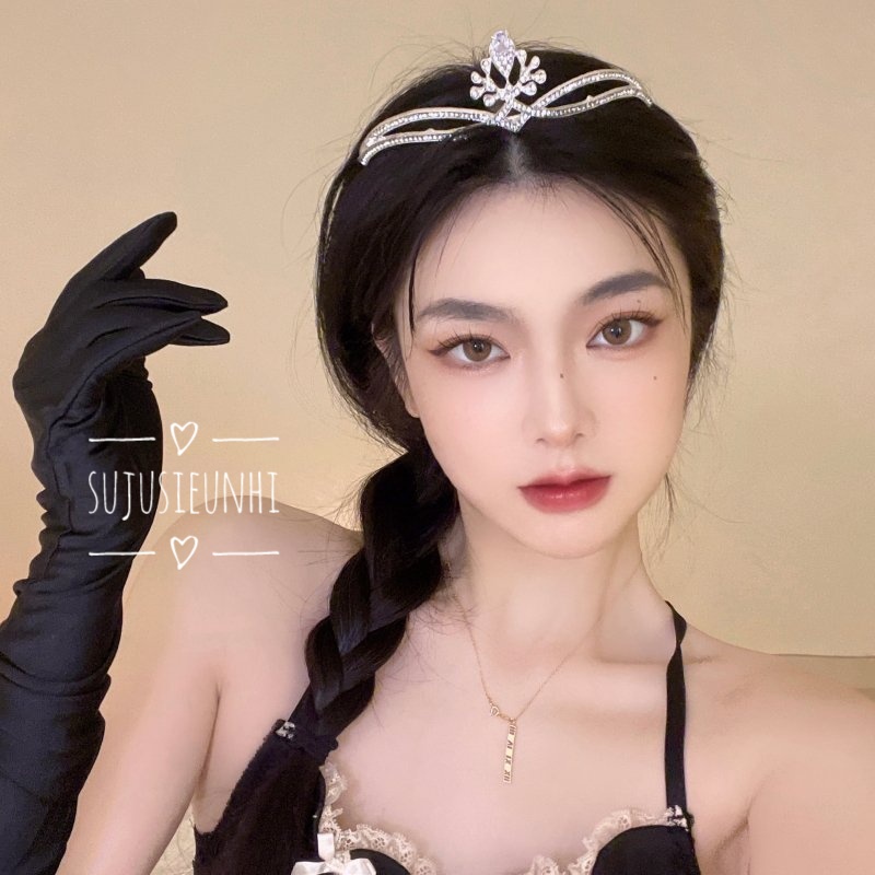 vương miện mẫu nhỏ đơn giản đính giọt nước dành cho phái nữ, phụ kiện cưới cô dâu, sinh nhật