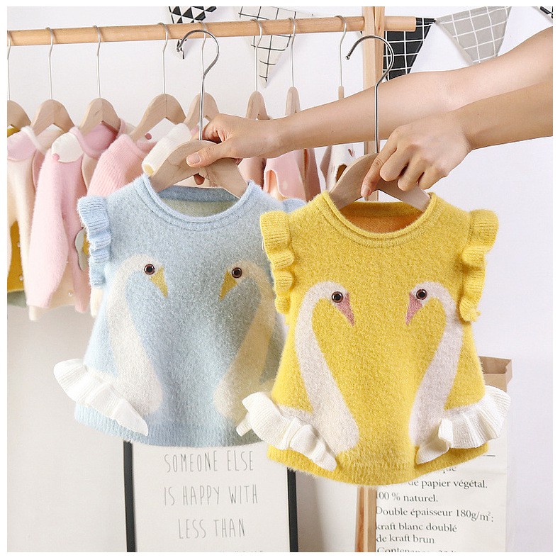 Áo len lông bé gái đôi thiên nga siêu xinh size 7-17kg (HÀNG QCCC) AL36