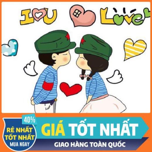 (HCM) Decal dán tường Couple hôn nhau dễ thương lãng mạn DKN018 - decalhcm