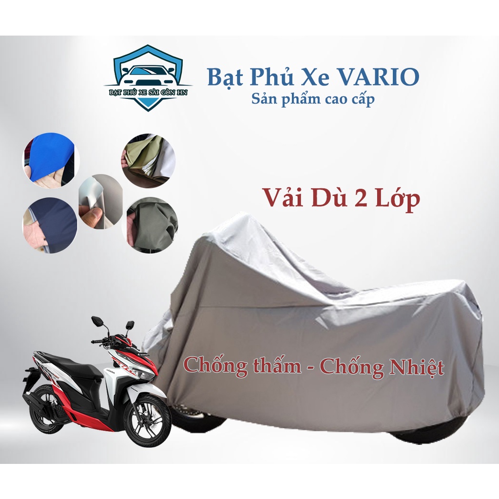Bạt phủ xe máy VARIO vải dù hai lớp cao cấp chuẩn kích thước, bọc xe máy chống nắng và chống thấm, chống trộm