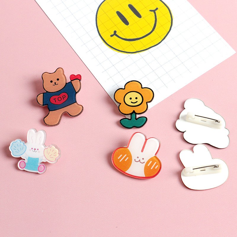 Sticker cute pin cài áo phụ kiện trang trí túi xách balo