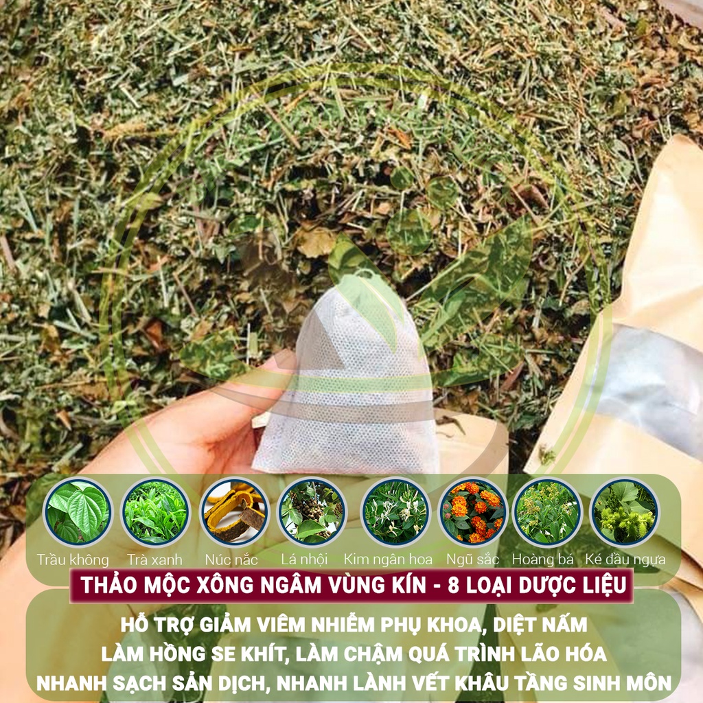 Xông vùng kín thảo dược, 8 thảo dược tự nhiên giúp phụ nữ se khít, hồng hào, hết mùi. Gói 10-20 túi lọc