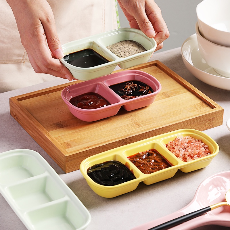 Đĩa sứ mini SWEEJAR 1/ 2/ 3 ngăn đựng nước sốt/ gia vị đa năng