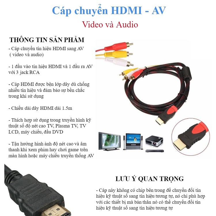 Dây cáp chuyển đổi HDMI sang AV
