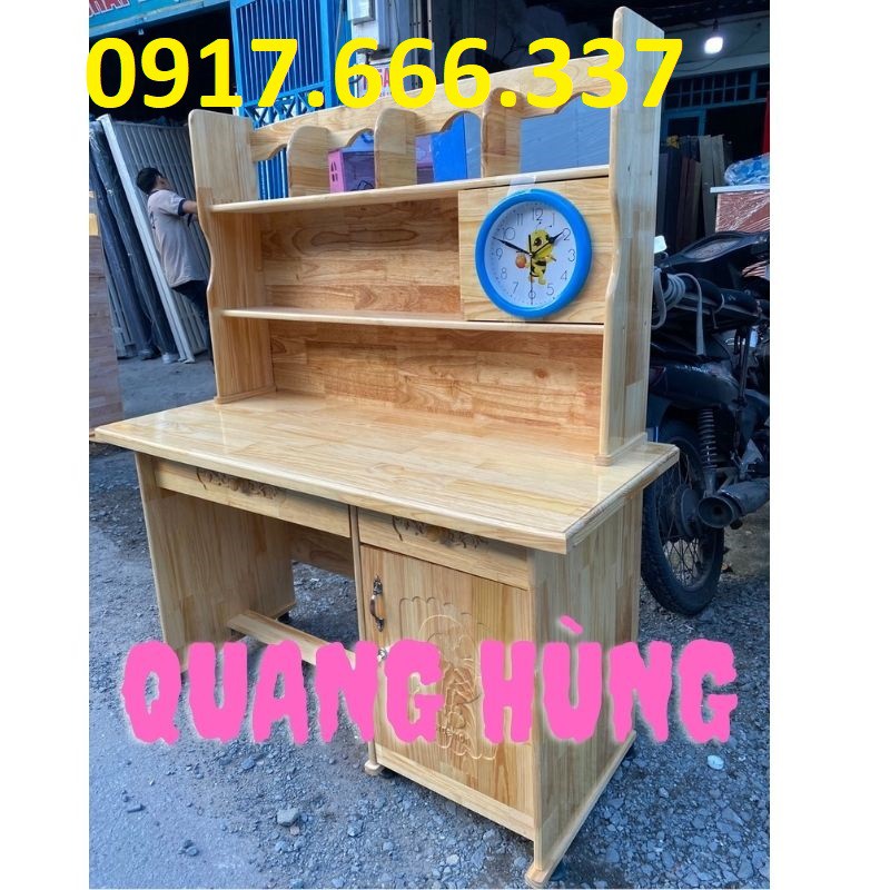 BỘ BÀN HỌC SINH GỖ THÔNG 1M CÓ ĐỒNG HỒ CHO BÉ | BigBuy360 - bigbuy360.vn